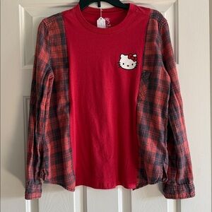 Hello Kitty Custom Upcycled Flannel Top